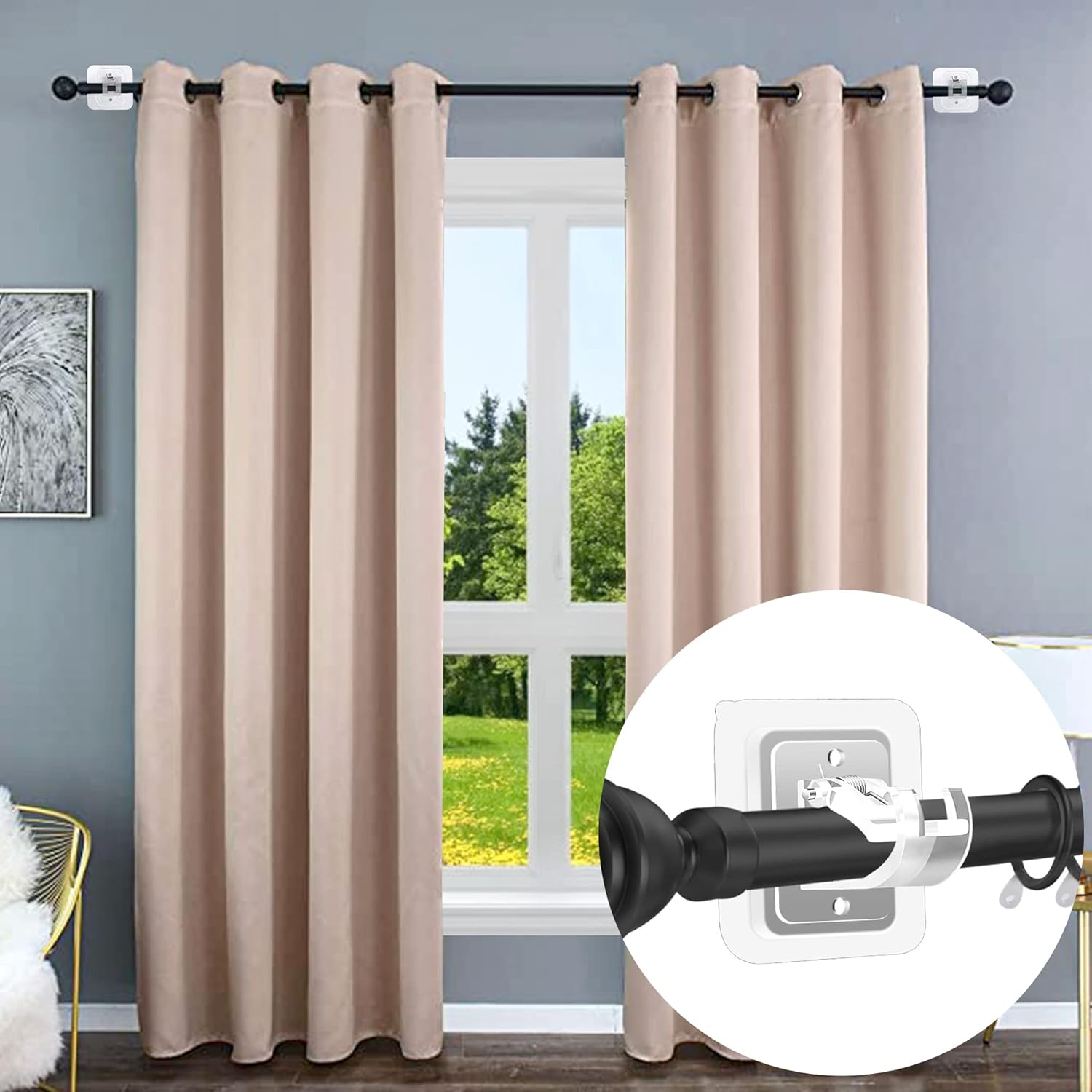 Codoule Self Adhesive No Drill Adjustable Curtain Rod Holder Hooks Brackets, Nail Free, No Drilling Hangers for Bathroom, Kitchen, Home, Bathroom and Hotel, Transparent, 8PCS - Image 2