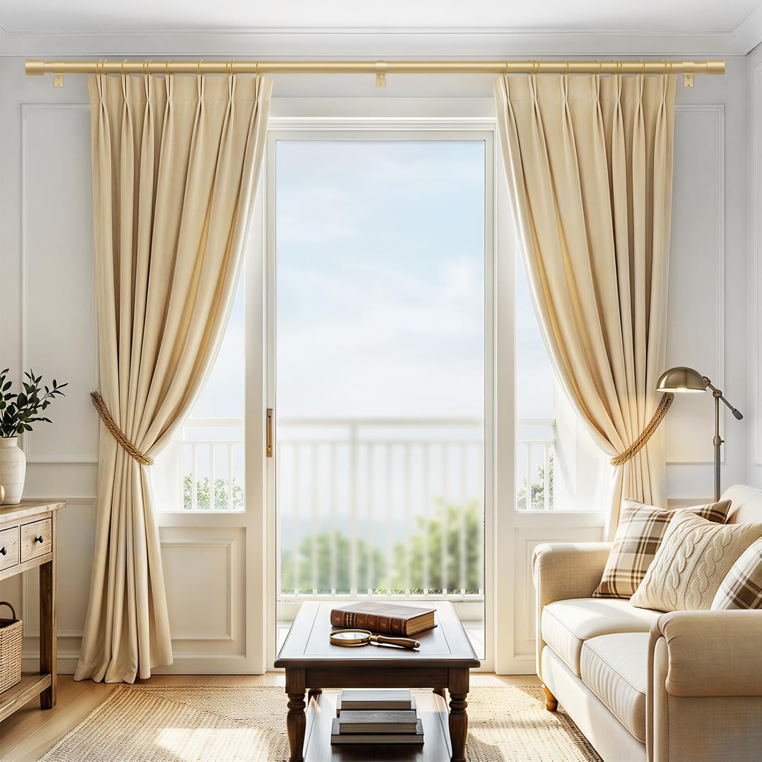 IFELS Heavy Duty Curtain Rods for Windows 66 to 120 Inch, 1 Inch Gold Curtain Rod Adjustable, Decorative Long Curtains Rods with Metal Finials, Easy Installation and Modern Design (A2,Gold,30"-120") - Image 8
